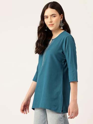 Image of Elegant Short Kurti for Women - 3 /4 Sleeves | Round Neck | (S to XXL)
