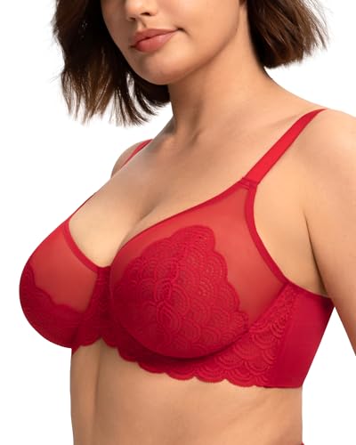 Image of HSIA Minimizer Bras for Women Large Bust Full Coverage Lace Plus Size Bra - Mermaid Scales