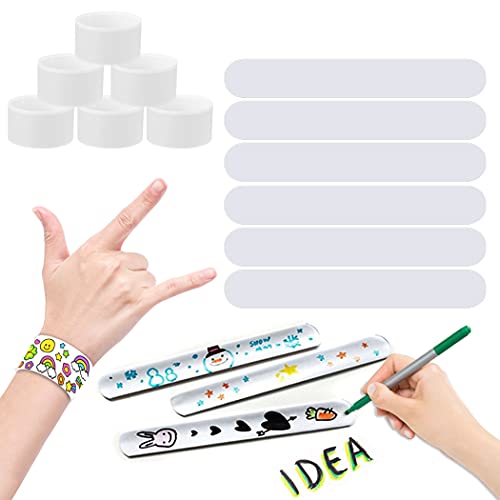 Slap Bracelets, Justdolife 35 Pack White Diy Slap Bracelets Bands Kids Party Bracelet Favors Painting Pat Ring Snap Bracelets Wristbands For Kids Boys Girls Diy School Party Toys #TOP1