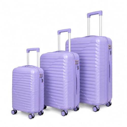 Image of 3G VACANZA Trolley Bags, Hard Case Polypropylene, 360º Wheeling Luggage for Men & Women, Suitcase for Travel, Trolley Bags for Travel, Set of 3 Purple