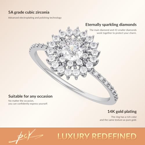 PCY 14K Gold Plated Rings,Sunflower Gold Rings for Women,Luxury Rings for Women,Sunflower Promise Eternity Gold Rings to Wear Daily. - Image 6