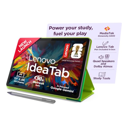 Image of Lenovo Idea Tab FIFA World Cup 26 Edition with Tab Pen + Folio Case | WiFi +5G |11 inch 2.5K IPS Display |8GB RAM + 256GB ROM (Expandable Upto 2TB)| MediaTek Dimensity 6300|7040mAh|4 Speakers| Grey