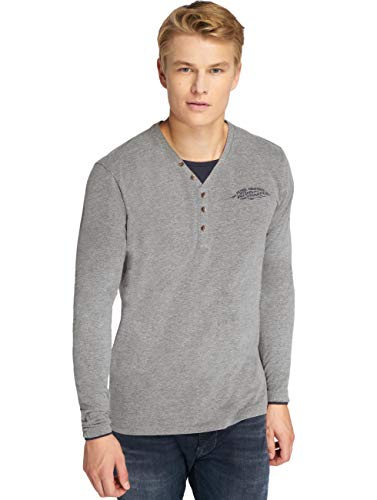 Petrol Industries tee LS Camisa Casual, Gris (Light Slate Melee 9046), (Tamaño del Fabricante:XL) para Hombre