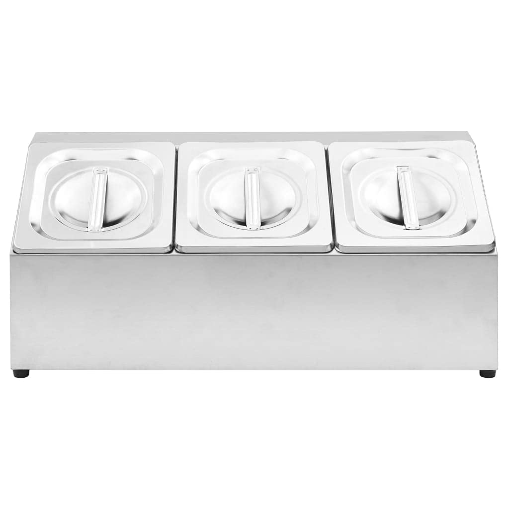 Furniture Select-Gastronorm - Contenedor con 3 sartenes GN 1/6 de acero inoxidable