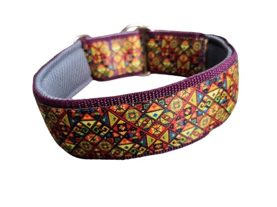 Bequemes Hundehalsband mit weicher Polsterung extra breit 5cm, Zugstopp verstellbar, sicheres Martingale, Stoffhalsband sanft & leicht (bis 38cm Hals- 44cm Kopfumfang inkl 6cm Zugstopp, chrom)