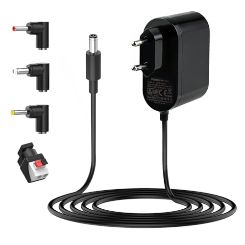 12V 2A Adaptateur Secteur 1,5M, 24W Alimentation AC 100-240V à DC 12V avec Connecteur DC 5,5 x 2,1 mm 5,5 x2,5 mm 3,5 x1,35 mm 4,0 x1,7 mm, Connecteur LED pour Bandes LED, Caméras CCTV et Routeurs