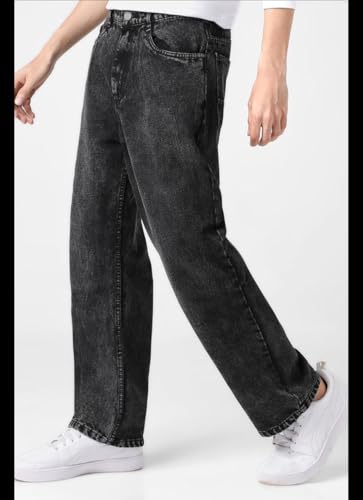 Image of Men Straight Fit Denim Jeans | Washed Blue Casual Denim Pants | Comfortable Classic Straight Leg Jeans for Men | Street Style & Office Casual Wear