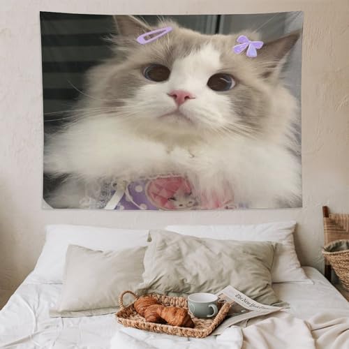 Tenture murale chat à impression 3D relief grand tapis esthétique