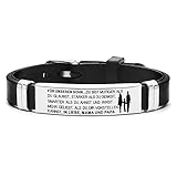 HAYOUWAY Personalisiertes Armband mit Gravur für Meine Tochter Sohn Damen Herren, Mutter Tochter Sohn Armband Inspirativ Verstellbar Silikon Edelstahl Armbänder Geschenke An Sohn Tochter von Mama Papa