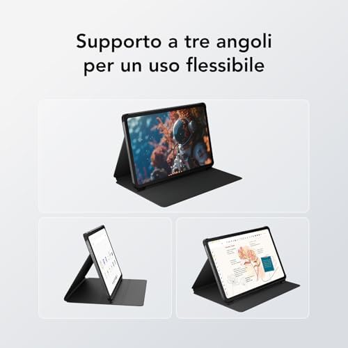 TCL Custodia per Tablet NXTPAPER 11 Plus - Cover Flip Slim in Pelle PU con 3 Angoli Regolabili, Design Magnetico per Stylus, Funzione Auto Sleep/Wake, Nero - Immagine 5
