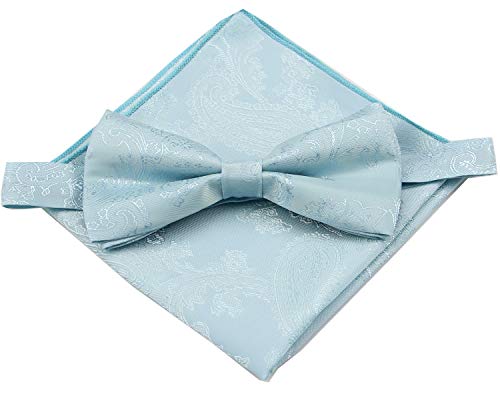 Herren-Fliegen-Set aus Seide, vorgebundene Fliege mit passendem Einstecktuch, Mint Green, Einheitsgröße Cover