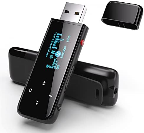 32GB USB MP3 Player with Clip, PECSU Portable Audio Music Player for Sports Running, Lossless Sound MP3 Player with FM Radio, E-Book, Metal Body, 6000+ Song Storage, One-Key Recording, USB Charging