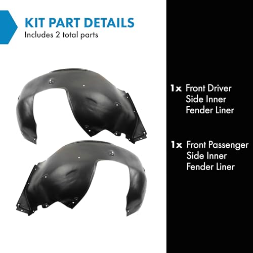 Image of TRQ Front Inner Fender Liner Set Compatible with 2001-2003 BMW 525i 1997-2000 528i 530i 1997-2003 540i BM1250104 BM1251104