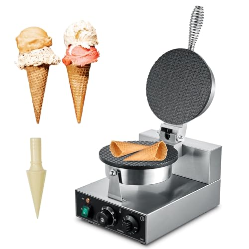 Máquina Eléctrica para Hacer Conos de Helado,Molde para Rollos de Huevo y Gofres,Máquina Doméstica para Hacer Conos De Gofre con Temporizador y Temperatura Ajustables