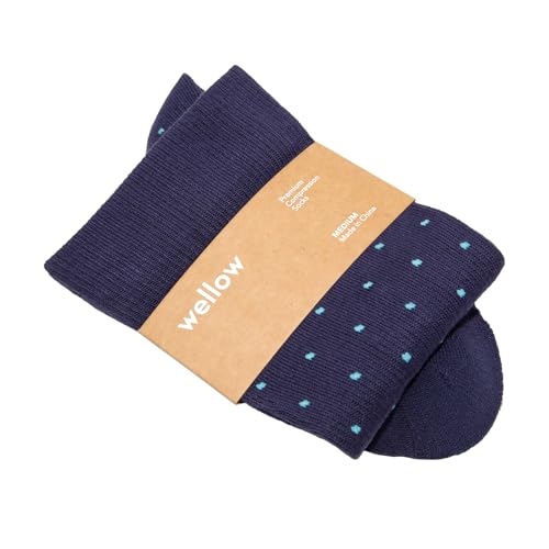 Wellow Knee High Compression Socks for Men & Women | 18-25 mmHg Made with Viscose from Bamboo | Nurses & Pregnancy Support | Relieves Swelling | Regular, MD, Eclipse Maui Dot
