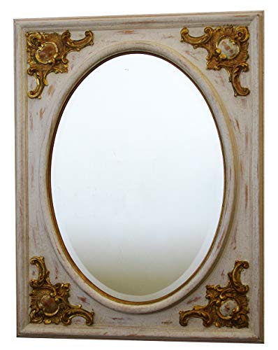  ARREDO SELLI Specchio da Parete Bianco PROVENZALE E FREGI Oro CM 50X70