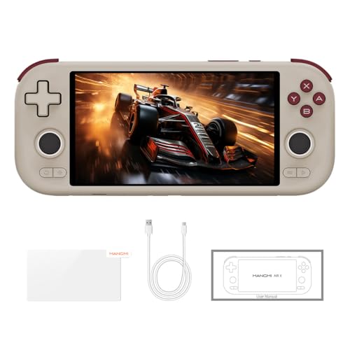 Mangmi Air X Game Console,5.5 Inch IPS LCD Android 14 System and 5000mAh Battery Video Games Consoles,with DDR4+64G eMMC and Wireless Networt Console Casual Game Console RGB Joystick/6-Axis(Gray)