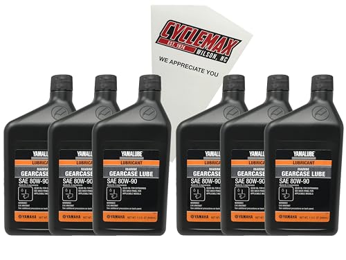 Cyclemax Six Pack compatible with Yamaha Lower Unit Gearcase Lube Oil ACC-GEARL-UB-QT Contains Six Quarts and a Funnel