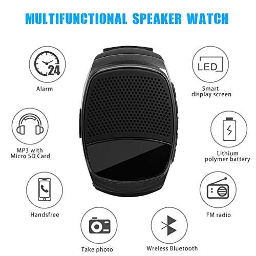 Wireless Wearable Wrist Portable Sports Bluetooth Speaker Watch With Timer Time Clock Mp3 Player Fm Radio Selfie Alarm Clock Stopwatch Countdown Watch Anti-Lost For Running, Hiking, Climbing #TOP1