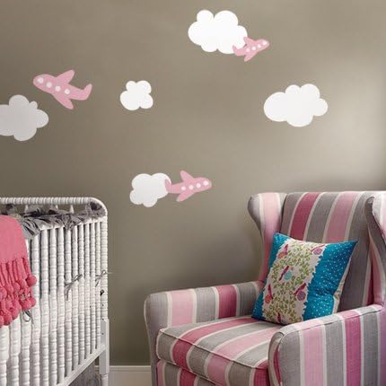 Airplane Wall Decals with Clouds (Scheme C) - by Simple Shapes ®