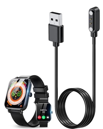 for GanRiver GRF21 スマートウォッチ 充電ケーブル 充電器 USB充電 100cm 汎用マグネット充電コー YANMONGI 磁気吸着 急速充電 高耐久 便利性 断線防止 低発熱 軽量 小さい 持ち運びやすい チャージャー 旅行用 磁気マ