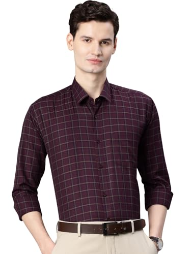 Image of Majestic Man Men's Pure Cotton Slim Fit Checkred Full Sleeve Classic Collar Everyday Formal Shirt