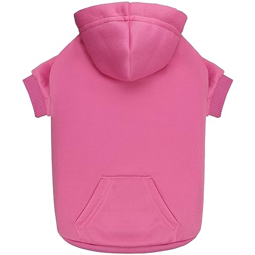 Image of Dog Sweaters for Medium Dogs Dog Hoodie Dog Sweater Solid Soft Brushed Fleece Dog Clothes Dog Hoodie Sweatshirt with Pocket(Pink-M)