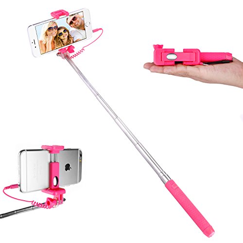 DEALGADGETS Selfie Stick, Extendable Supreme Mini All in One Wire Selfie Stick for iPhone 6, iPhone 5S, Samsung Galaxy S6 S5, Android Color Rose