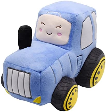YONLIT Soft Plush Tractor Stuffed Truck Toy Super Cute Car Plushie Throw Pillow Excellent Gifts for Kids or Birthday Party 12 Inches (Blue)