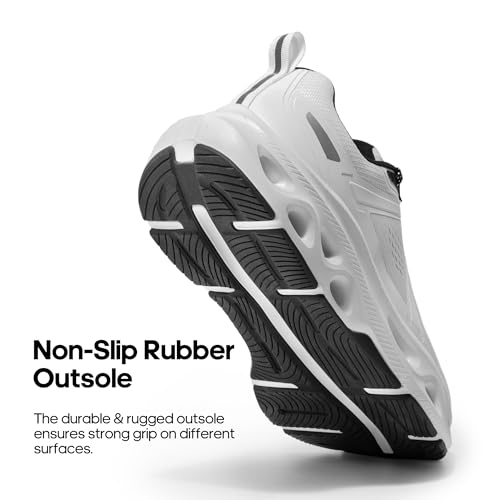 NORTIV 8 Men's Comfortable Walking Shoes MovePropel Athletic Breathable Gym Workout Tennis Jogging Cross Training Non Slip Fashion Running Sneakers,Size 9.5,White,SNWS247M