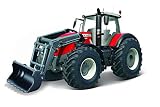 BBURAGO - Collection Ferme - Tracteur avec Chargeuse Massey Fergusson - à Friction - Véhicule Miniature à léchelle 1:43 - Jouet pour Enfant - à Collectionner dès 3 Ans - B18-31633
