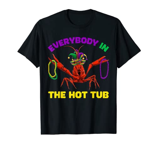 Hot Tub Crawfish Mardi Gras Shirt, Adultos Hombres Mujeres Camiseta