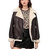 Genérico Abrigo de Piel sintética con Solapa Gruesa para Mujer, Chaqueta de Cuero Largo y Pelo Largo, Chaqueta de Ante sintético con Cremallera, Abrigo de Invierno cálido de Manga Larga(M)