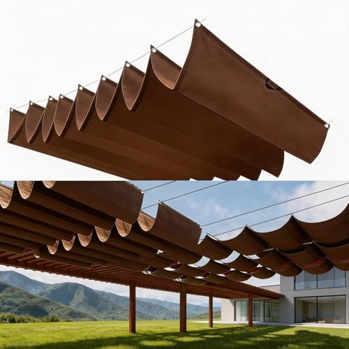 Voile d'ombrage vague rétractable 350x500 protection UV terrasse