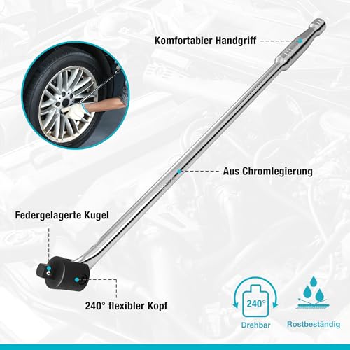 DURATECH 1/2" Gelenkgriff, 1/2 Zoll 600 mm, Maximales Drehmoment 780 N·m, mit Flexiblem Kopf, Federbelastete Kugelkonstruktion… – Ansicht 3