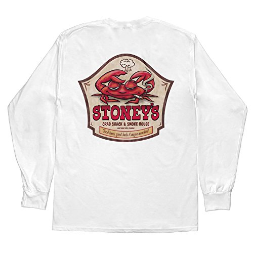 Lost Reef Men's Stoney's Crab Shack Long Sleeve T-Shirt (Large) White