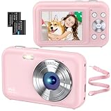 Digitalkamera FHD 1080P 44MP Fotokamera Ultra dünn Fotoapparat Digitalkamera mit Batteries Einfache und Tragbare Digital Kamera für Kinder/Jungen/Mädchen/Studenten/Anfänger/Senioren（Rosa）