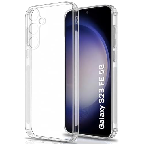Image of TheGiftKart Back Cover Soft Case for Samsung Galaxy S23 FE 5G | Best Camera Protection | Inbuilt Dust Plugs & Anti-Slip Grip | Ultra Clear Slim Back Cover Case (Silicone, Transparent)