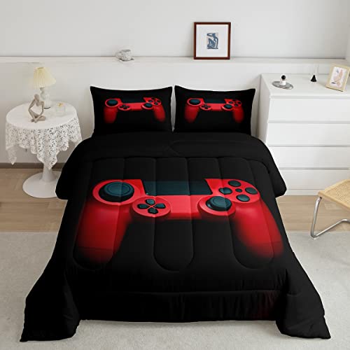 Erosebridal Twin Size Comforter Set for Boys,Gaming Bedding Sets for Boys Gamer Comforter Sets for Boys,Kids Toddler Bedding Set Gamer Room Decor for Boys,Red