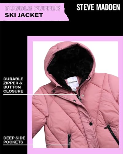Steve Madden Girls' Winter Coat - Heavyweight Quilted Bubble Puffer Parka Ski Jacket With Faux Fur Lined Hood thumb #2