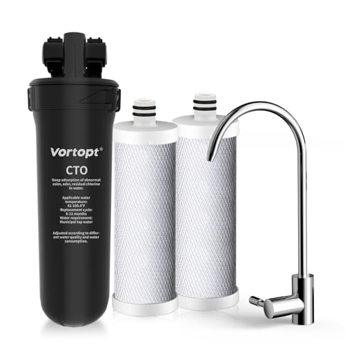Under Sink Water Filter System - 19000 Gallons Large Flow Flux, NSF/ANSI 42 Certified Water Purifier, Reduces Lead, Chlorine, Bad Taste & Odor, 304 Stainless Steel Faucet, Q8-C1 (2 Filters)