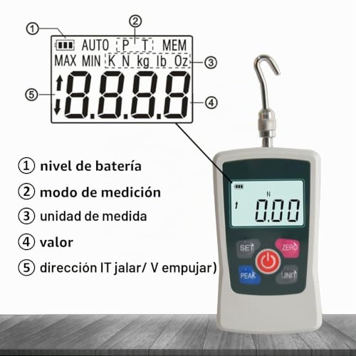 Calibrador de fuerza digital portátil AMF 500N fabricado con sensores de resistencia industrial 5
