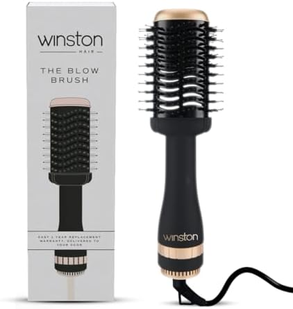 Winston 2-in-1 Hair Styling Blow Brush for Women - 1200 Watts | Hot Air Brush, Hair Volumizer Brush, Hair Blow Dryer Brush with Charcoal Bristles for Salon-Quality Volume and Shine (Black) 1 Year Warranty