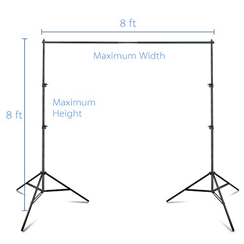 EMART Photo Studio 8 x 8 ft Adjustable Background Stand Backdrop Support System with 2 Backdrop Clamps, 4 Muslin Clip Holder and Carry Bag for Photo Video by EMART - Image 2
