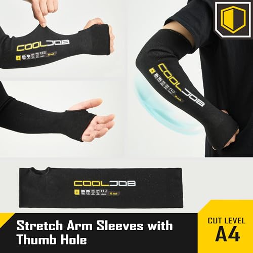 COOLJOB 3 Pairs 14/18in A4 Cut Resistant Sleeves with Thumb Hole, UV Sun Protection Arm Sleeves for Thin Skin Farmer Gardener2