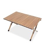 Tavolo pieghevole portatile per tapparelle in lega di alluminio leggero con venature del legno, capacità di 90,7 kg, include borsa di stoccaggio, ideale per campeggio, picnic, barbecue e spiagge