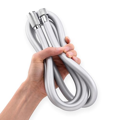 Jasya Silicone Shower Hose Extra Long,Explosion Proof Anti Winding Showerhead Hose,Used In Showerheads Spray Bidet Bathing Toilet Cleaning Flexible RV Shower Hoses Replacement (Silver, 69 In) by JASYA - Used condition - US$19.52