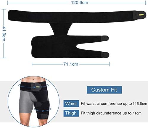 Yosoo YHG0022 Groin Support Bandage, Adjustable Thigh Support Brace with Compression Wrap and Strong Hook&Loop Straps for Joint, Pulled Groin, Sciatic Nerve, Hip, Thigh, Hamstring Injury