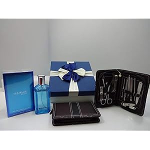 Coffret cadeau de luxe pour homme – Bleu glacé 100 ml Eau de toilette pour homme et trousse d’outils de manucure – Coffret cadeau pour homme