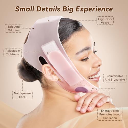 JUSRON Máscara V-Line máscara queixo, alça facial, alça de queixo de silicone macio, máscara facial